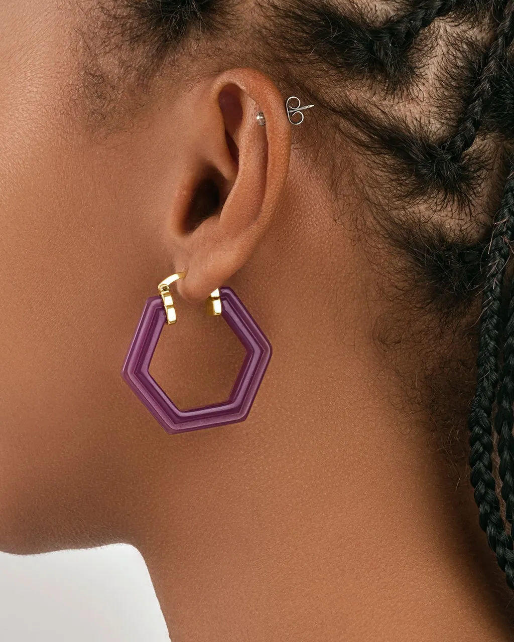 Lucite Hex Hoops