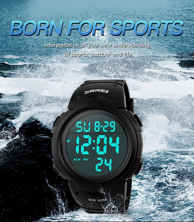 Men Ladies Sports Watches Chronos Countdown Watch Waterproof LED Digital Watch