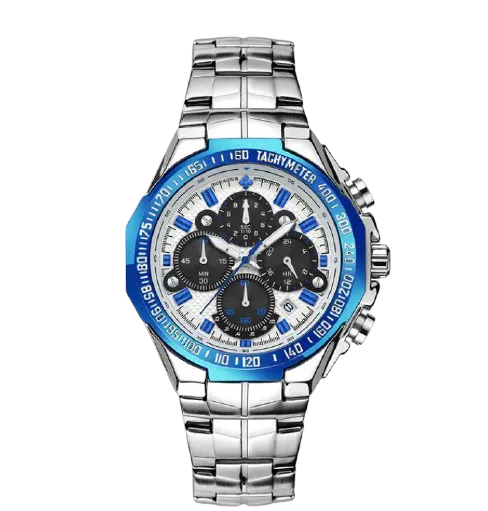 Men Stainless Steel Quartz Sports Chronograph Water Resistant Watches