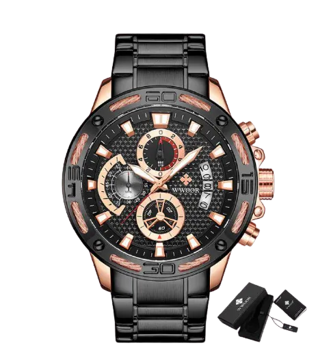 Men Stainless Steel Quartz Sports Chronograph Water Resistant Watches