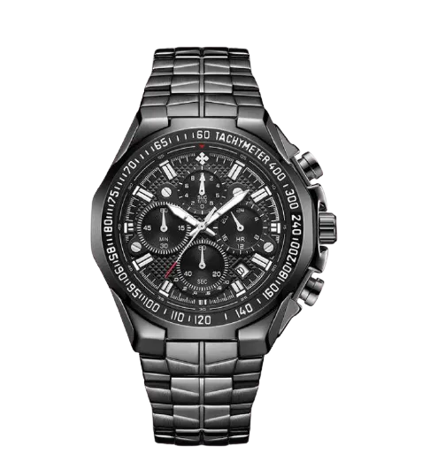 Men Stainless Steel Quartz Sports Chronograph Water Resistant Watches