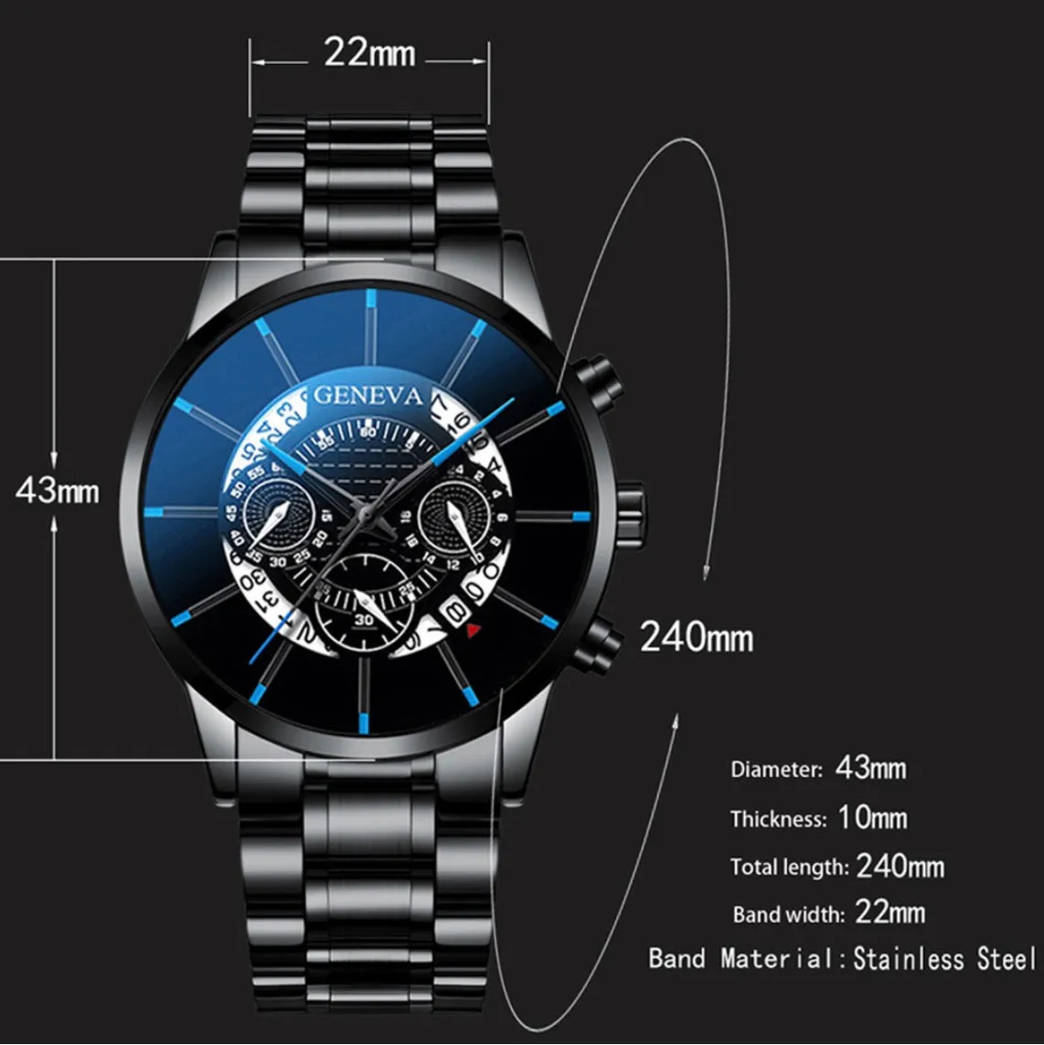 Men's chronograph quartz military style watch