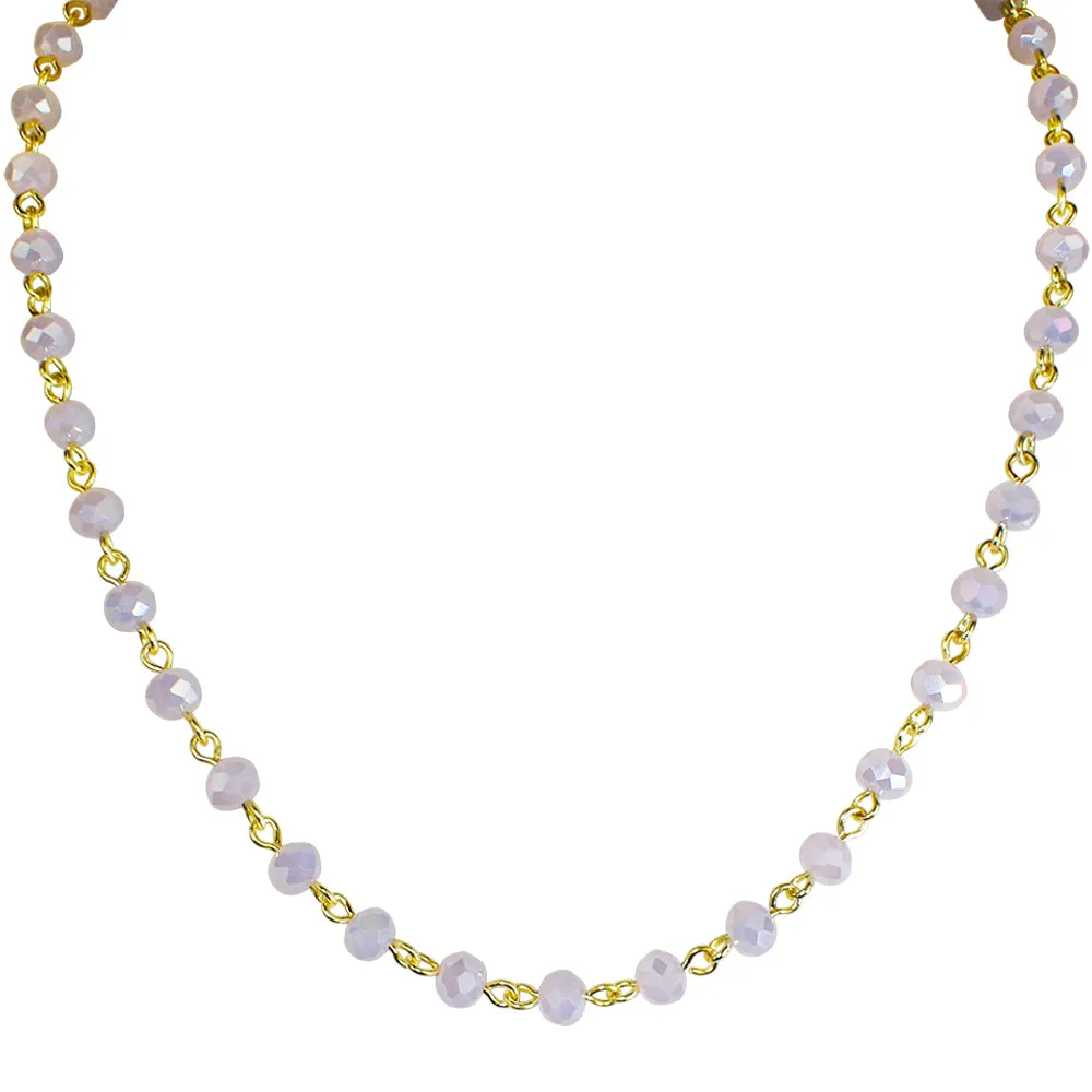 Mystic Crystal 17" Necklace (Goldtone/Opal Pink)