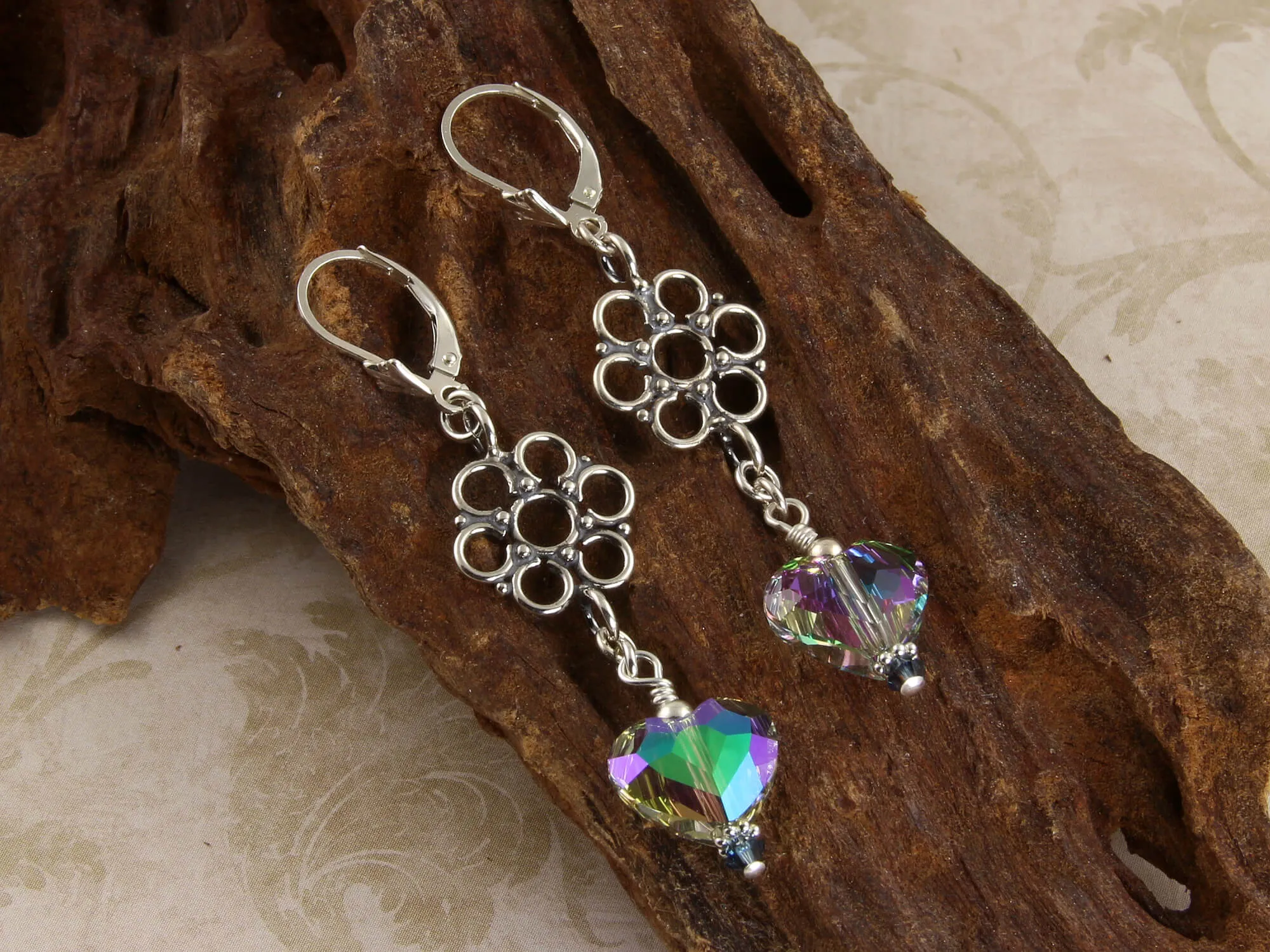 Mystic Swarovski Heart Crystal Earrings, Sterling Silver