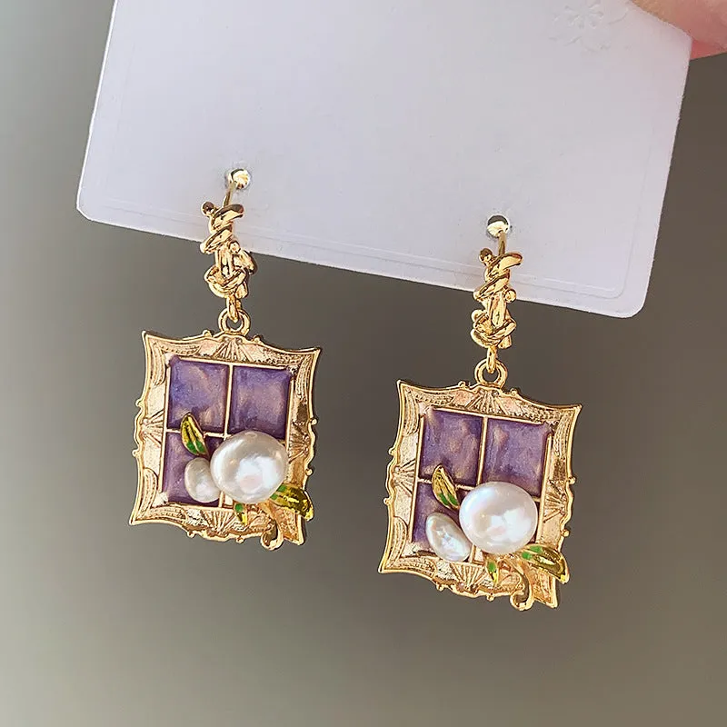 Pearl Window Earrings