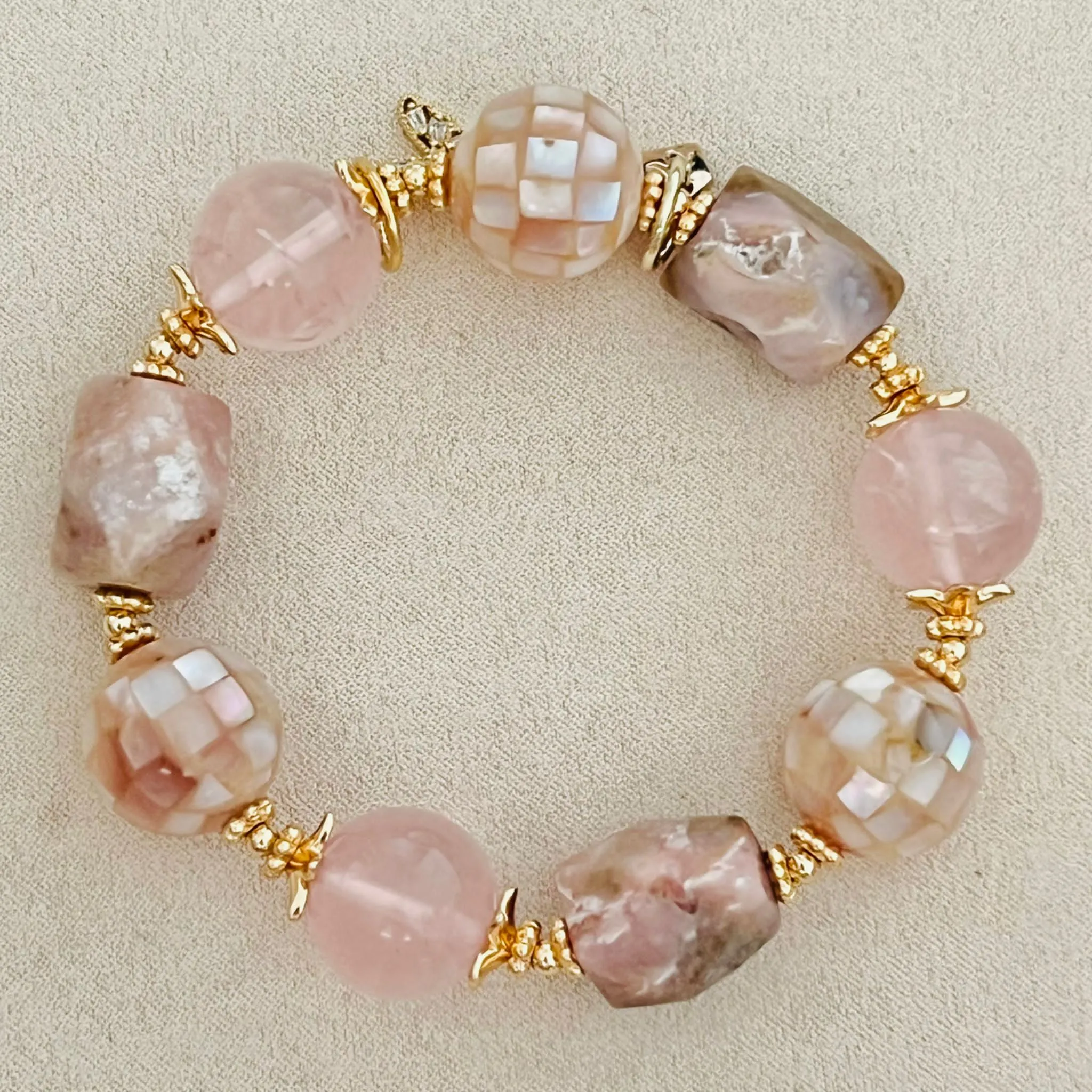 Peruvian Opal & Madagascar Rose Quartz Bracelet