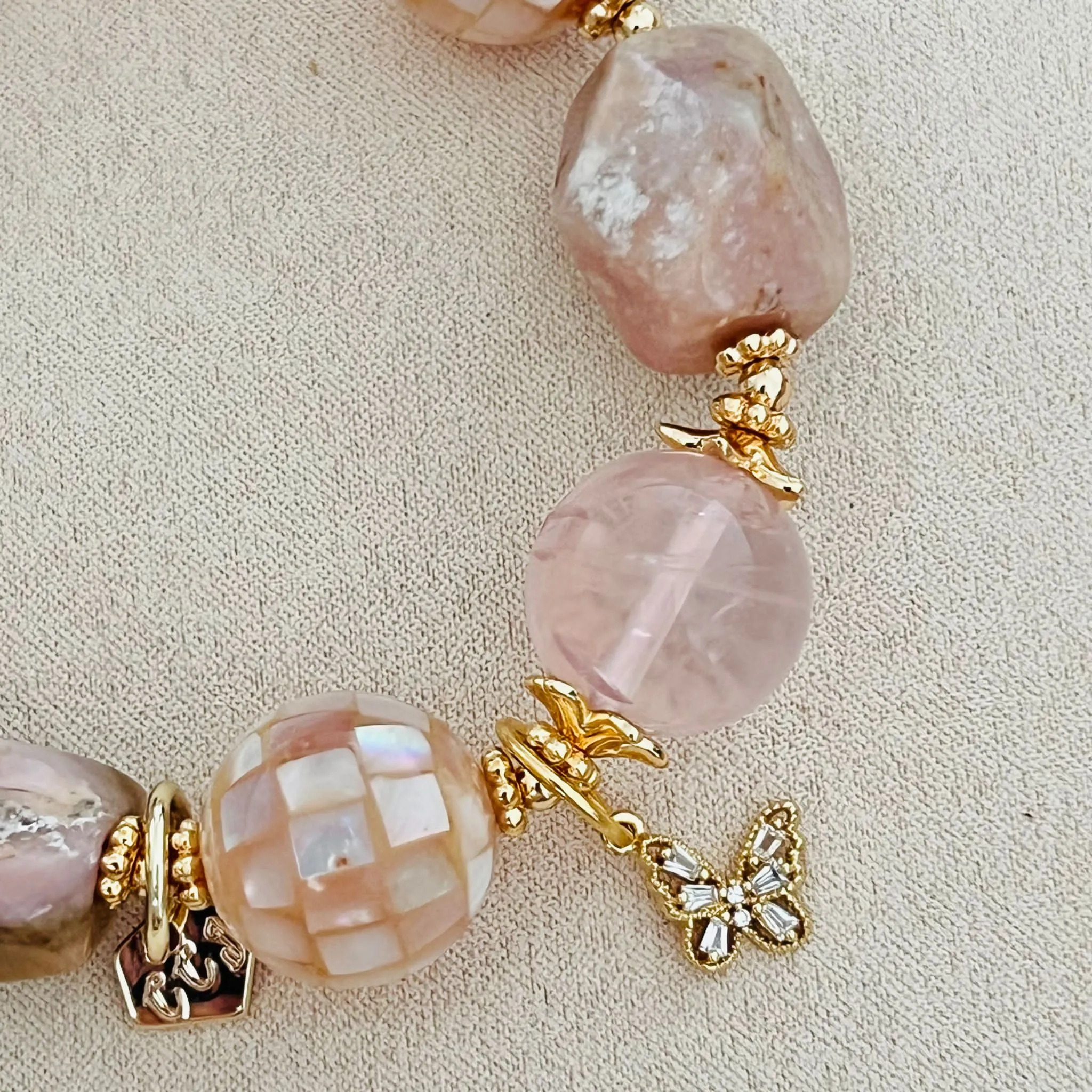 Peruvian Opal & Madagascar Rose Quartz Bracelet