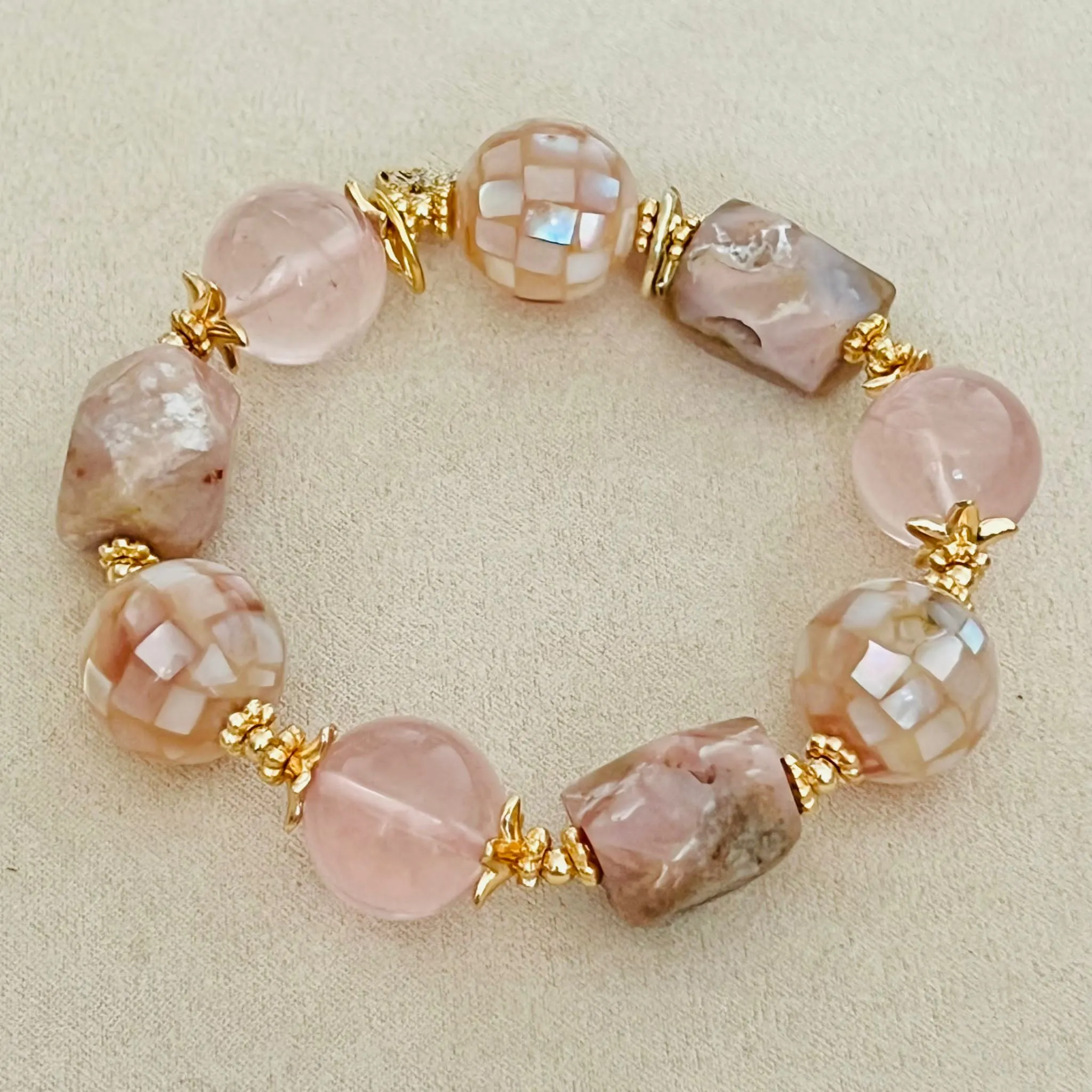 Peruvian Opal & Madagascar Rose Quartz Bracelet