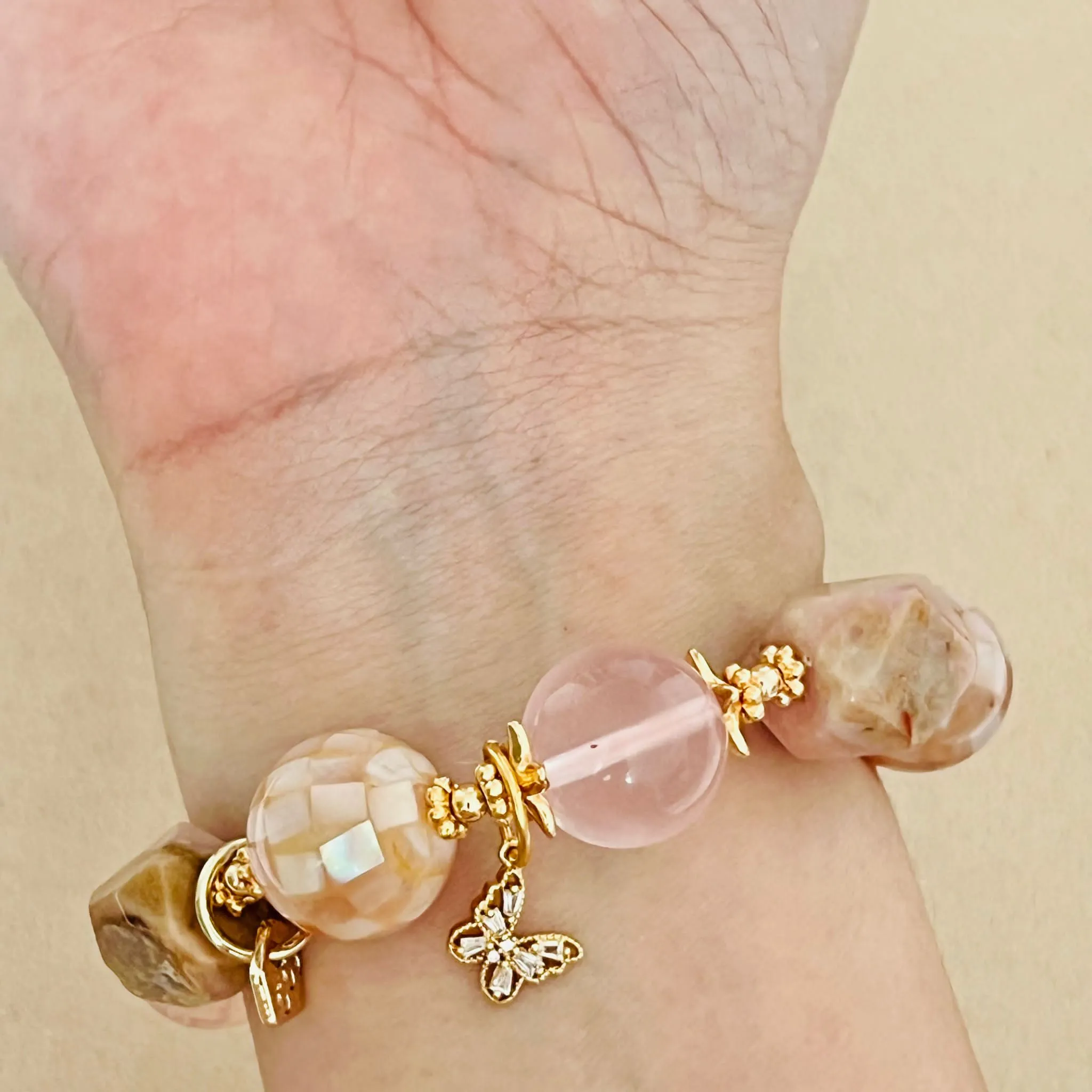 Peruvian Opal & Madagascar Rose Quartz Bracelet