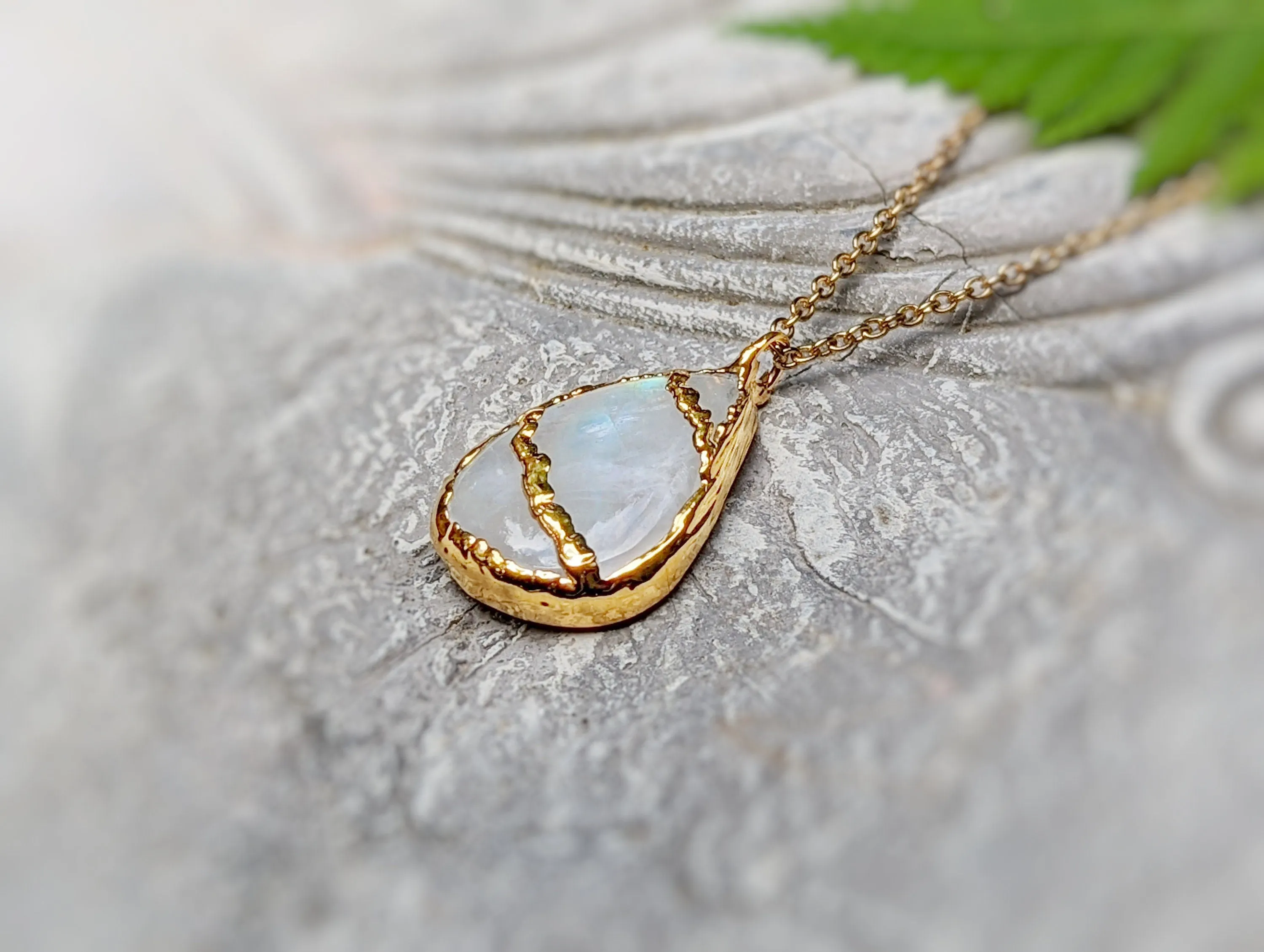 Rainbow Moonstone Kintsugi necklace