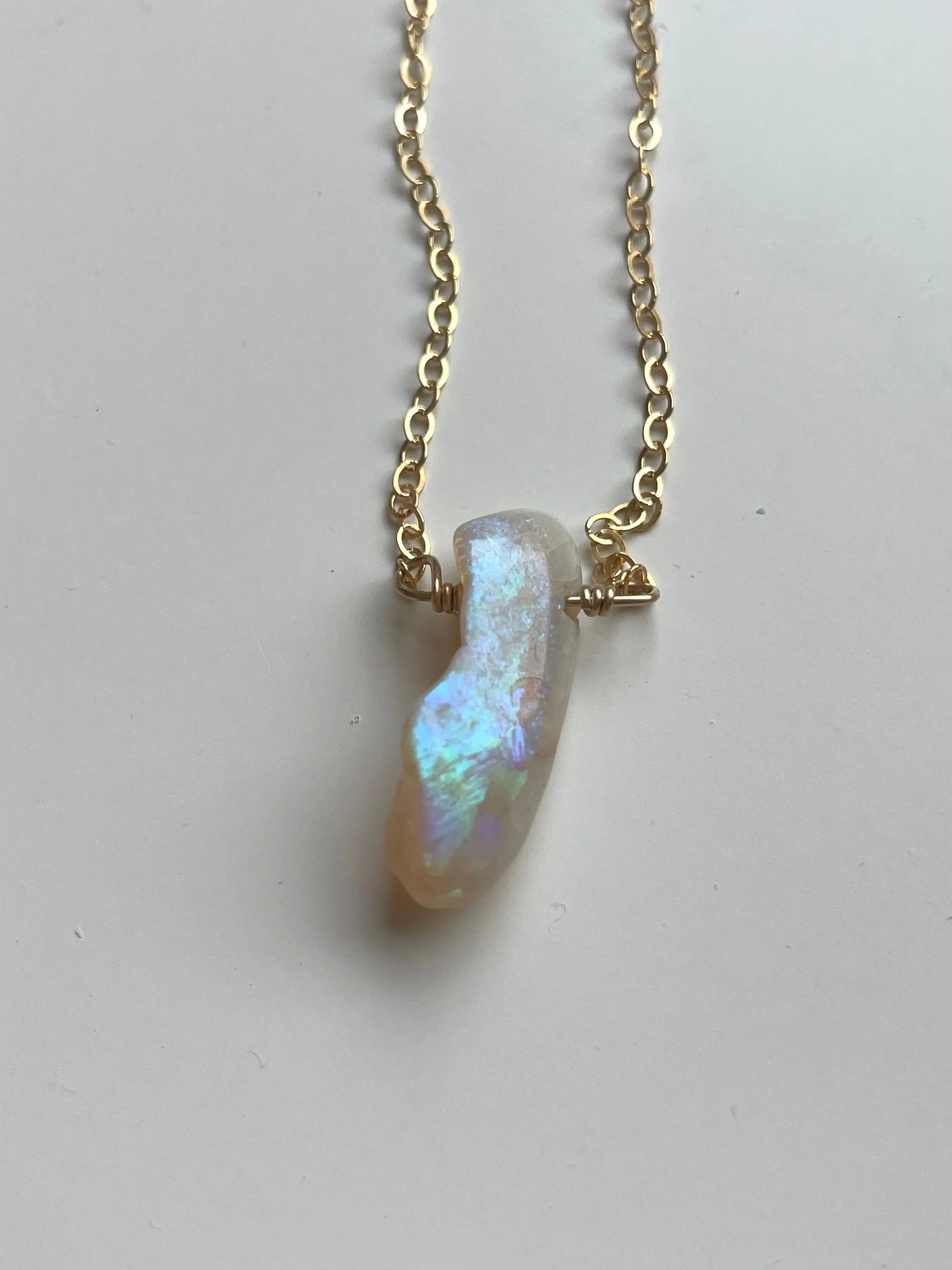 Raw Australian Opal Necklace Gold Filled 16”