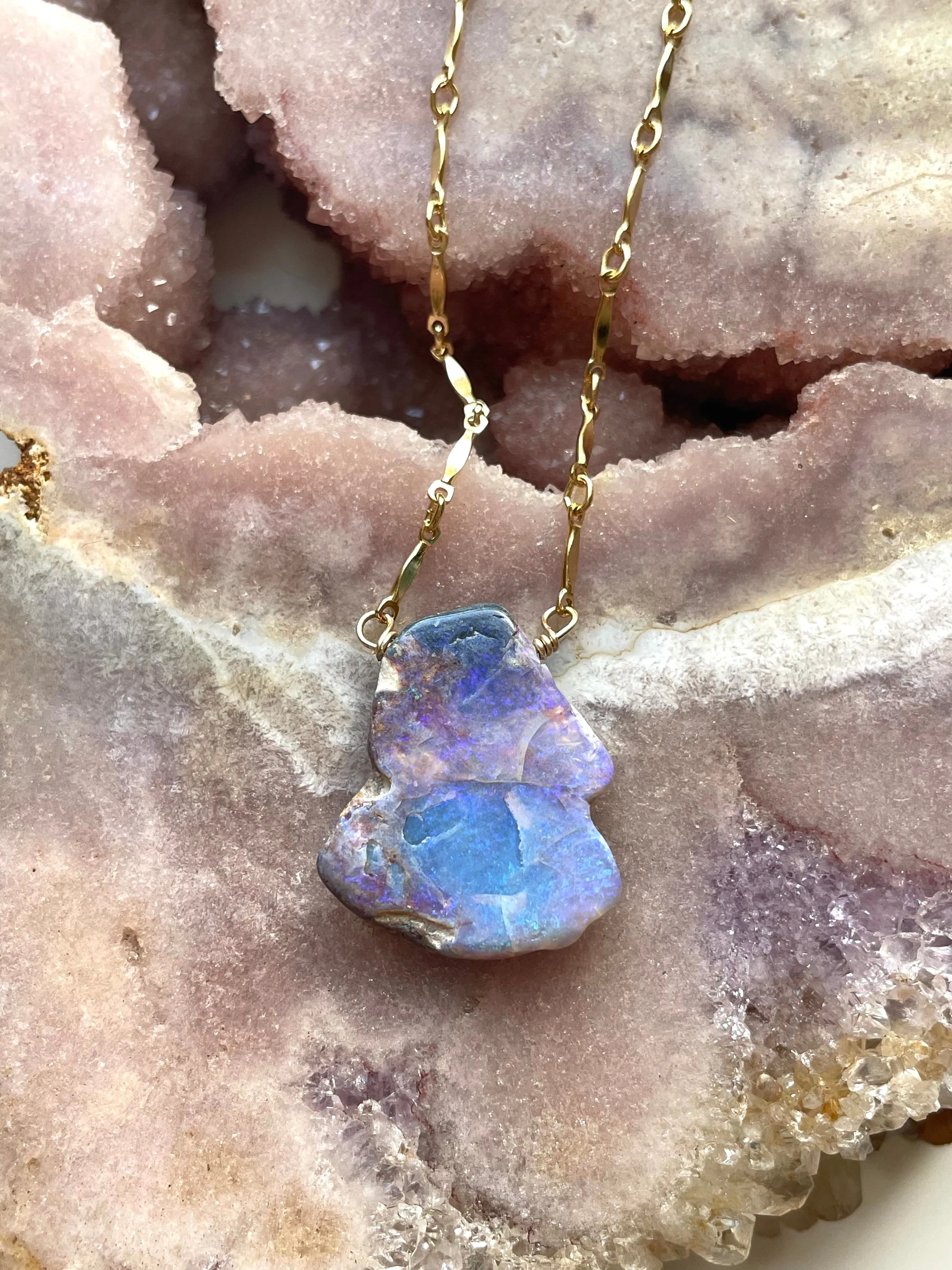 Real Australian Opal Pendant Necklace