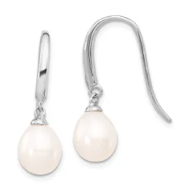 Silver Water Culture Pearl Dangle Hook Earrings