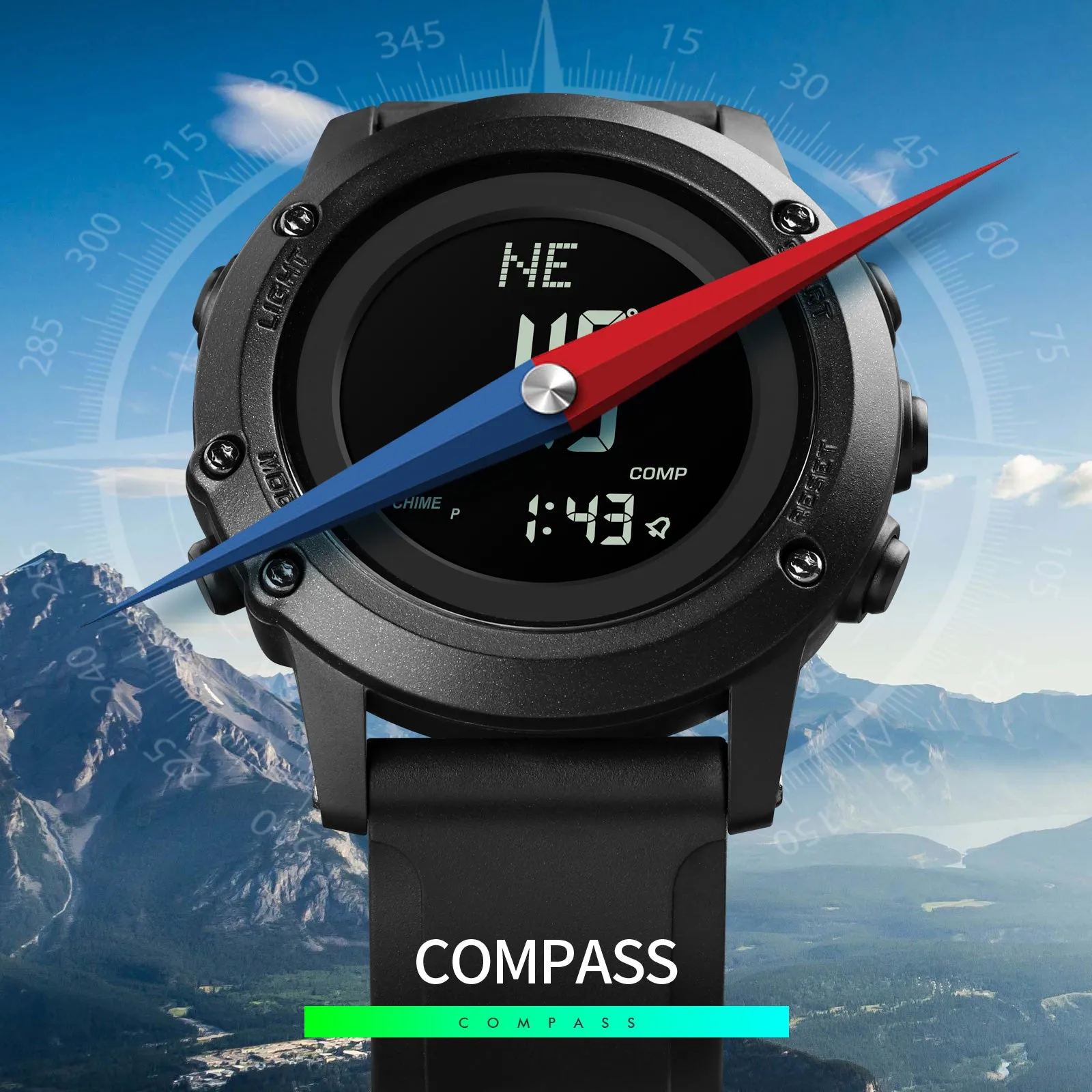 SKMEI 1793 Powerful Digital Compass Watch with Altimeter and Thermometer & Pressure