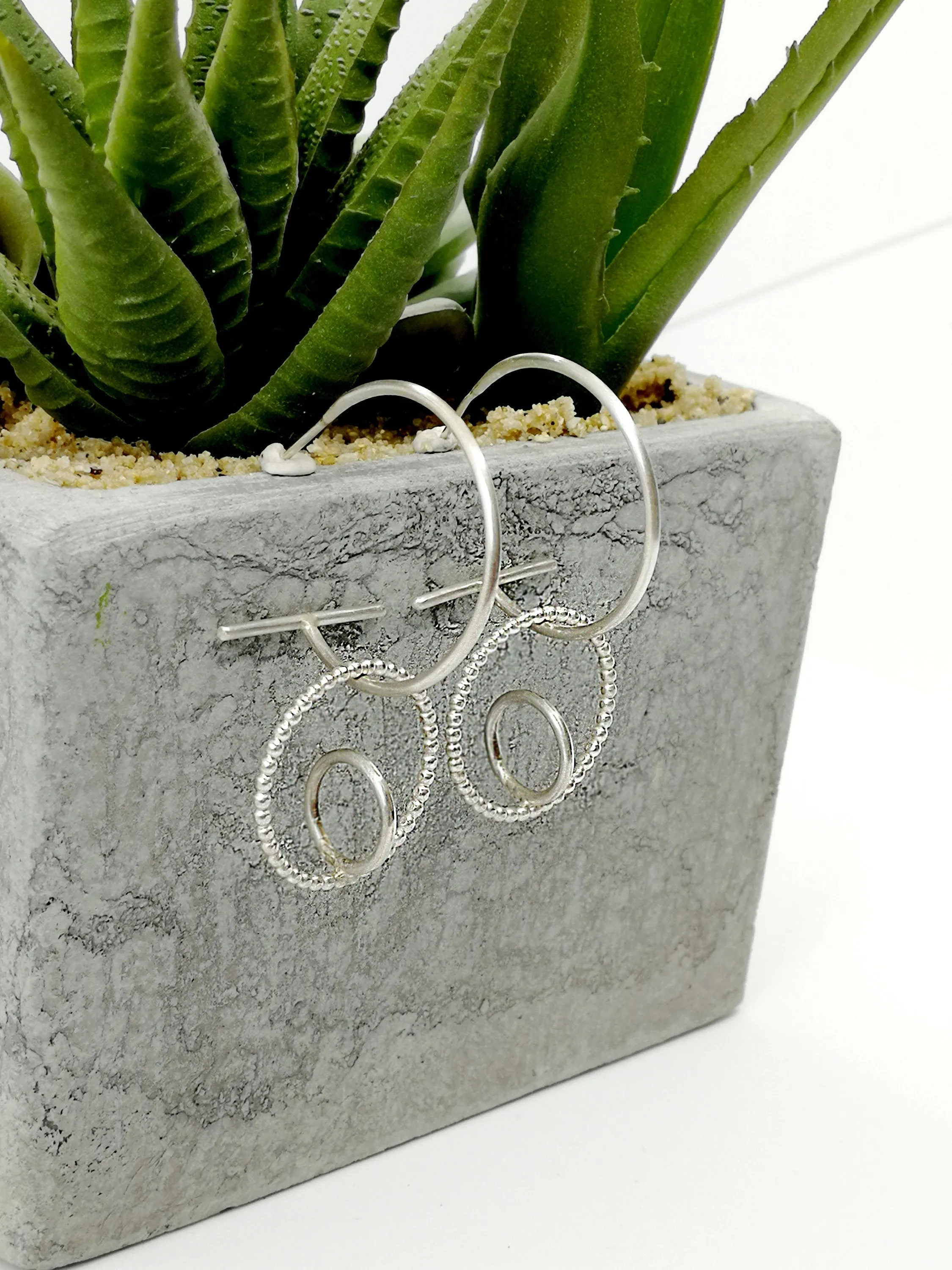 Sterling Silver Geometric Hoop Earrings