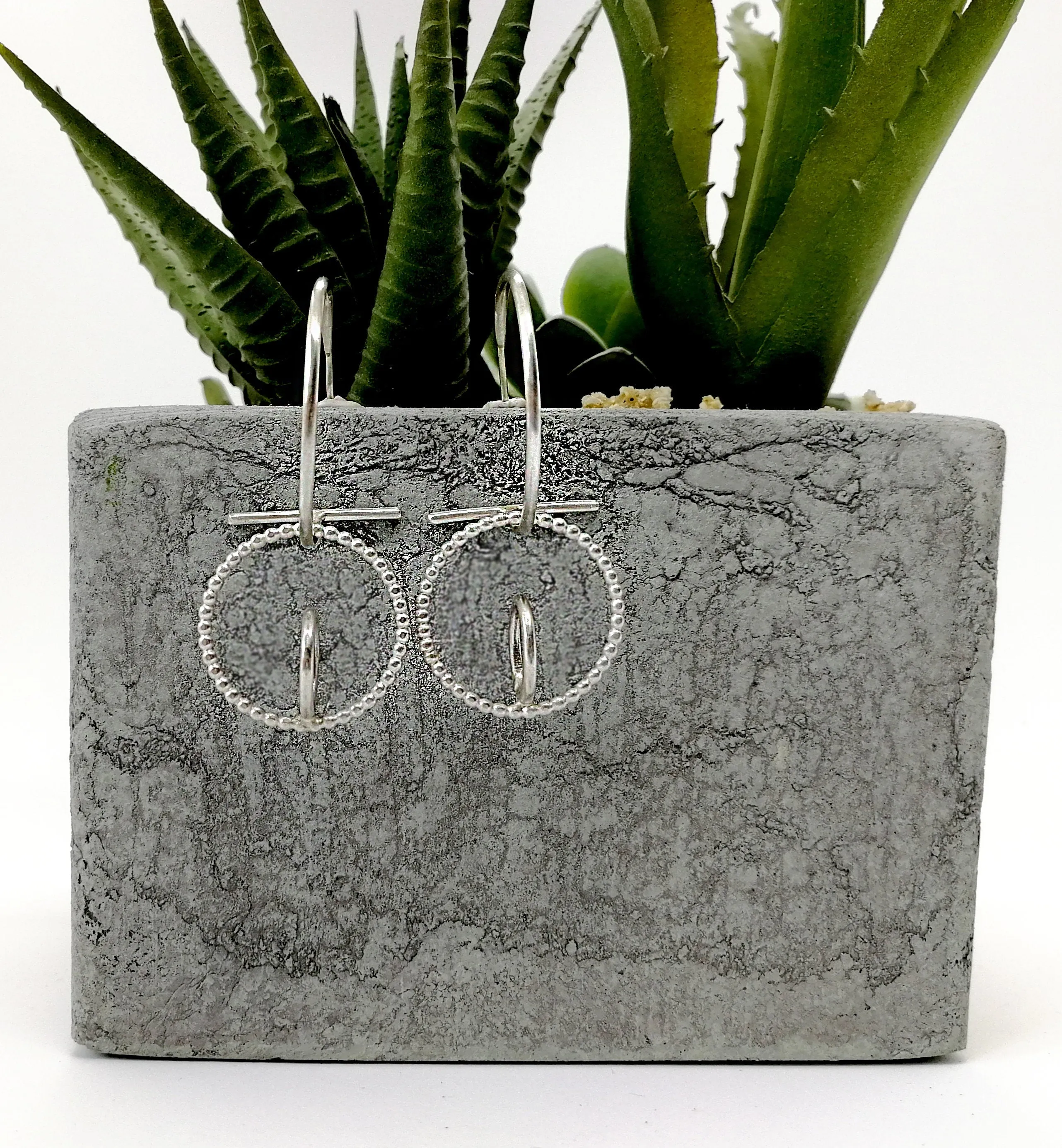 Sterling Silver Geometric Hoop Earrings