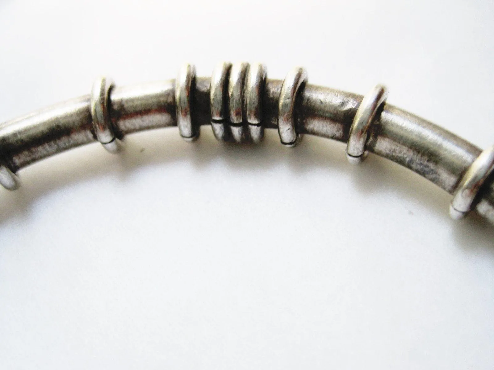 Vintage Unusual Tribal Solid Sterling Silver Bracelet