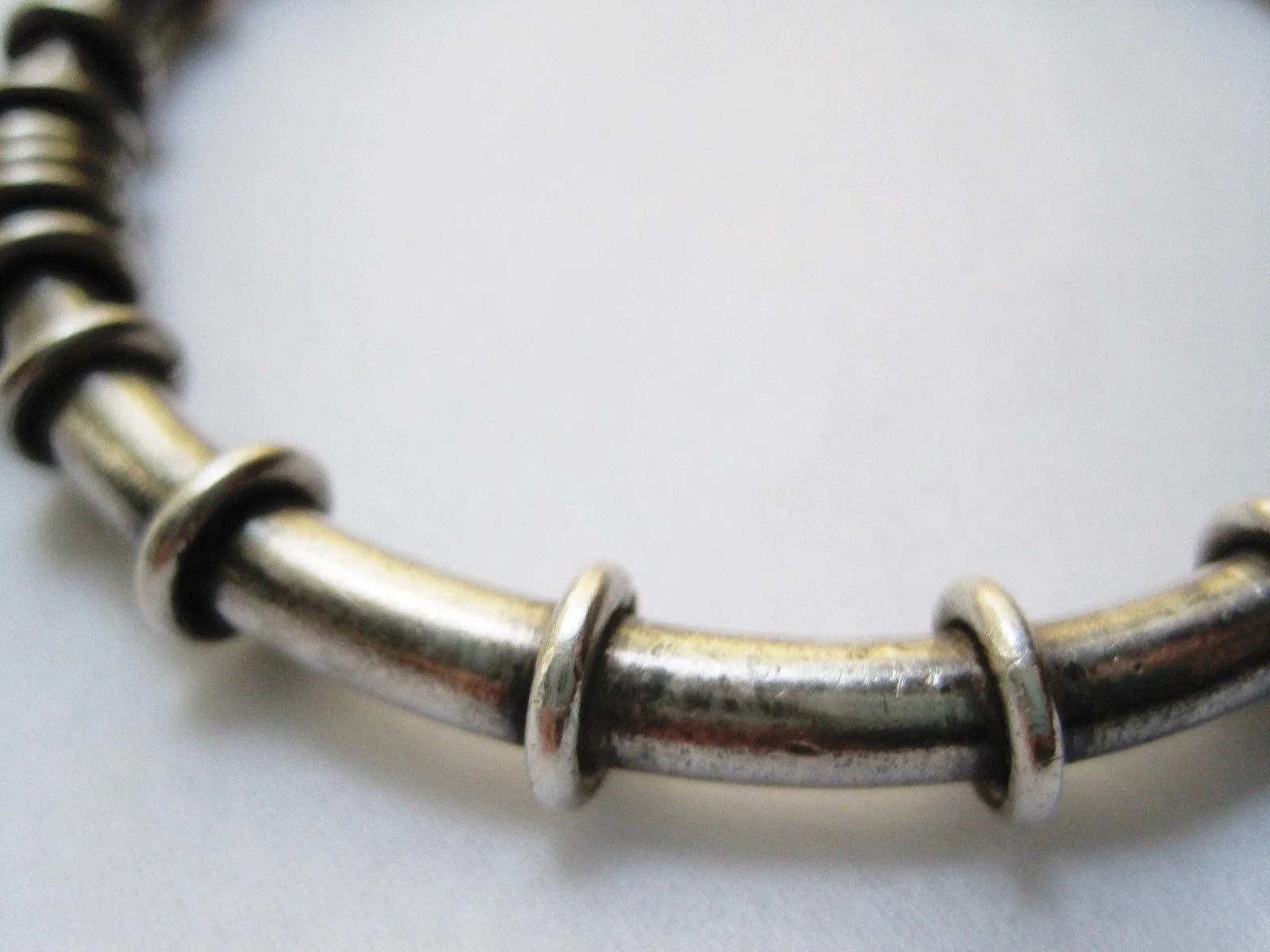 Vintage Unusual Tribal Solid Sterling Silver Bracelet