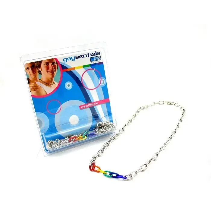 (wd) Rainbow & Silver Links Necklace 20 "