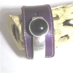 Wide Cuff Leather Bracelet Silver & Black Accent