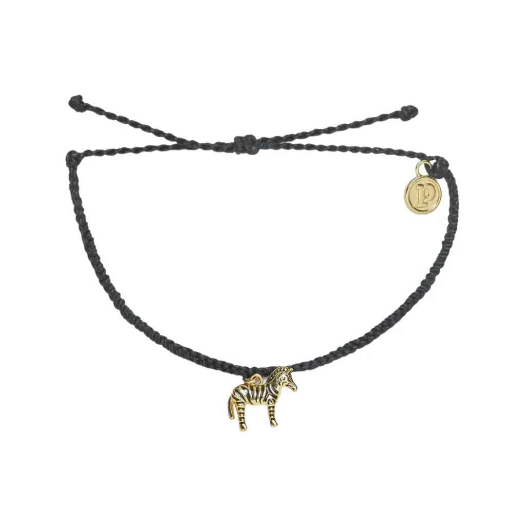 Zebra Charm Bracelet - Black - Gold